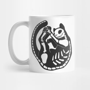 Cat Skeleton Halloween Illustration Mug